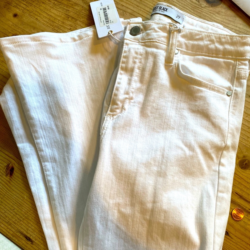 Jus black flare leg white jeans. Size 29